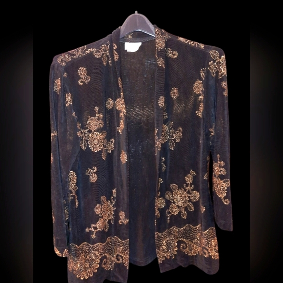 The Travelers Collection 3 Pc Set Black and Gold Floral Kimono,pants,top - Picture 5 of 16